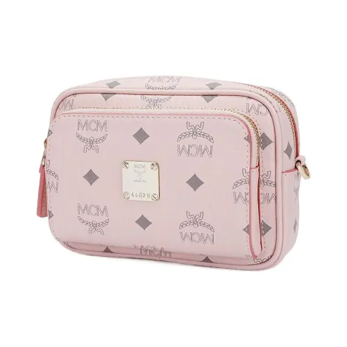 MCM Klassik Visetos Кожа Camera Сумка Сумка через плечо Сумка на плечо Экстра мини Женская Нежно-розовая