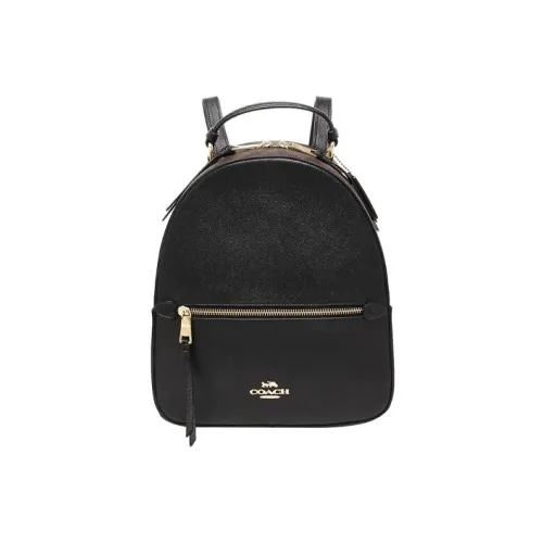 COACH Jordyn Покрытый холст с кожаными вставками большой рюкзак женский черный коричневый