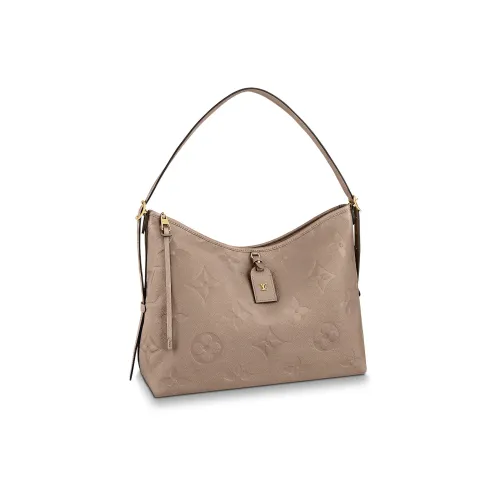 LOUIS VUITTON Carryall Тисненая Мягкая Коровья Кожа Сумка для покупок Сумка Сумка через плечо Средняя Женская Голубино-Серый