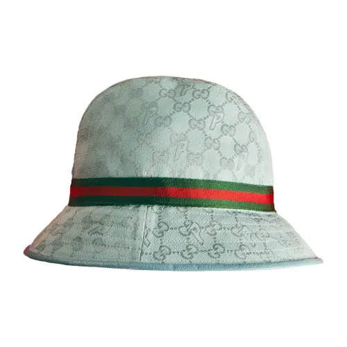 GUCCI Web Canvas Цвет холста Шляпа ведра Светло-синий Унисекс