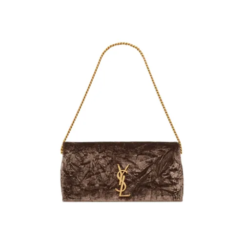 SAINT LAURENT Kate Ткань с коровьей кожей Портативная сумка через плечо сумка на плечо Женская Металл Черный