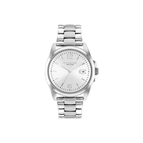COACH Европейские US Часы Классические Большие с Этикеткой Кварцевый Механизм Ремешок из Нержавеющей Стали Серебристый Циферблат Женские Часы