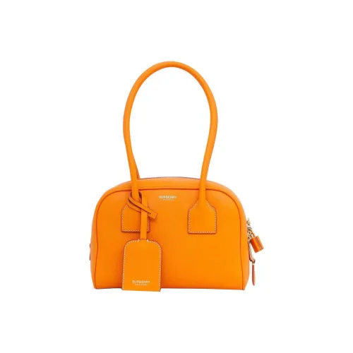 Burberry Cube Телячья кожа С кожаными вставками Детали Сумка для боулинга Сумка на плечо Сумка Мини Женская Темно-оранжевый