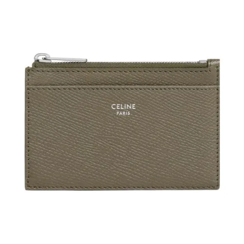 CELINE Телячья кожа с текстурой кошелек для монет держатель для карт мужской оливково-зеленый