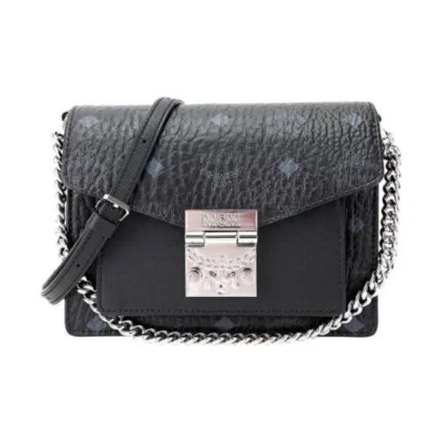MCM Patricia Visetos Покрытый холст Сумка через плечо Мини Женская Черная