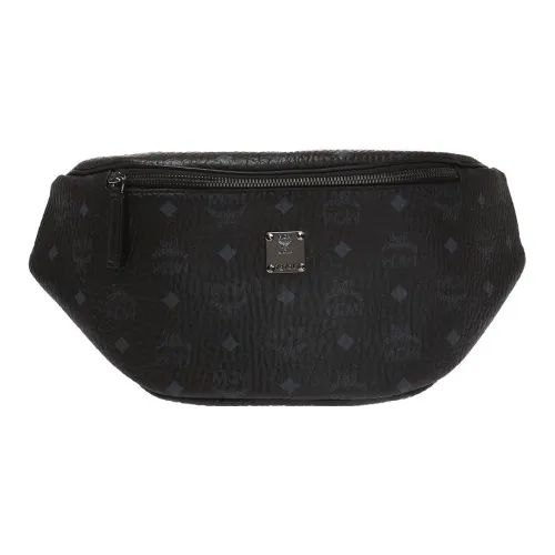MCM Visetos Кожа Обхват талии Сумка Грудь Сумка Обычный Унисекс Черный
