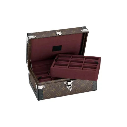 LOUIS VUITTON Холст с кожей Комбинированный Кейс для запонок Твердый Кейс Мужской Коричневый