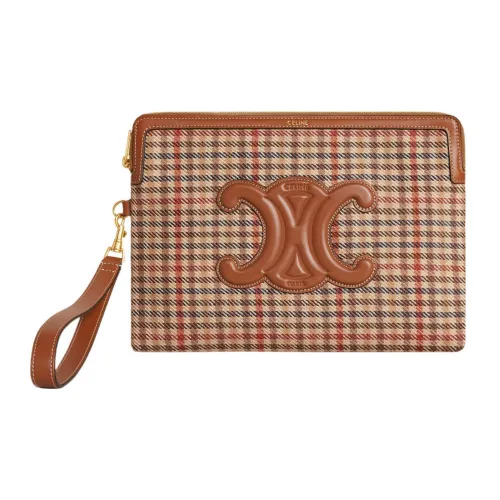 CELINE Cuir Triomphe Телячья кожа Ткань Сумка на запястье Клатч Маленький Женский Многоцветный