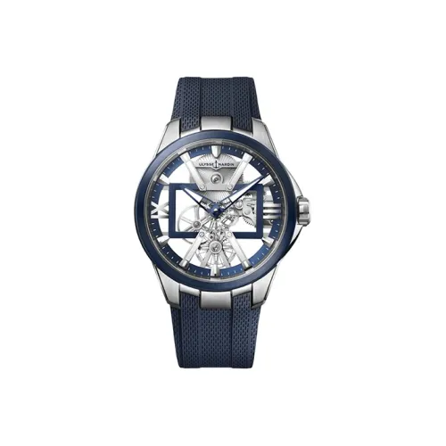 ULYSSE NARDIN· Blast Series Механизм с ручным заводом Мужские часы 42 мм Черепный циферблат Титановые корпуса часов Резиновый ремешок