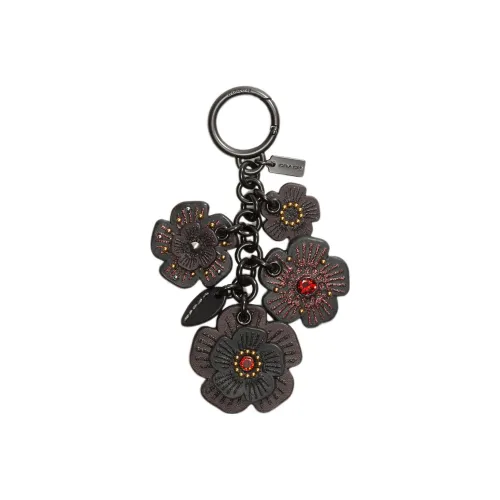 COACH Кожа Брелок для ключей Сумка Аксессуар Мини Женский Черный