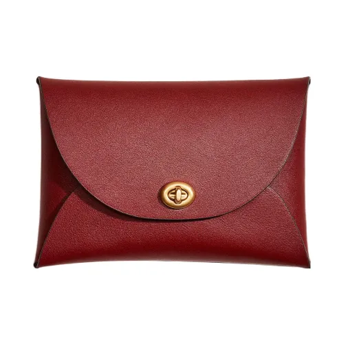 COACH Pouch Кожа Сумка для документов Клатч Маленький Женский Кирпично-красный