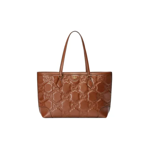 GUCCI GG Matelassé Кожа Тоут Сумка для покупок Сумка на плечо Сумка Женская Светлый Умбра