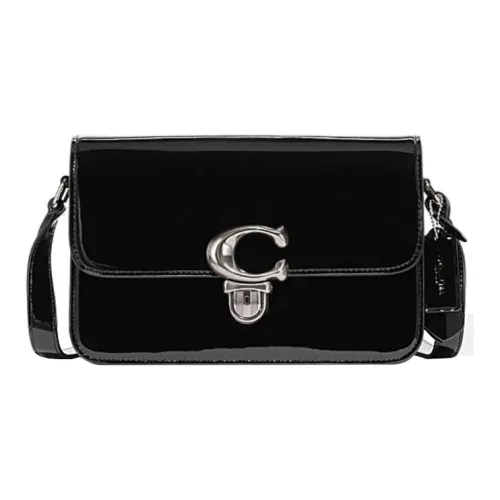 COACH Studio Корова Кожа Маленькая Квадратная Сумка Сумка через плечо Сумка на плечо Женская Черная