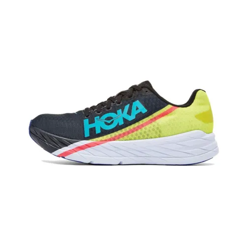 HOKA ONE ONE Rocket X Противоскользящий Износостойкий Легкий Низкий Топ Беговые кроссовки Унисекс Черный Зеленый