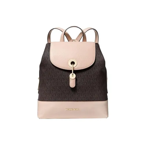 MICHAEL KORS Raven Canvas Leather Backpack Medium Women's Pink Dark Brown