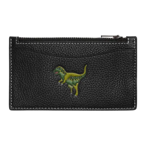 COACH Rexy Мягкий Полированный Камень Кожа Монетница Держатель для карт Мини Женский Черный