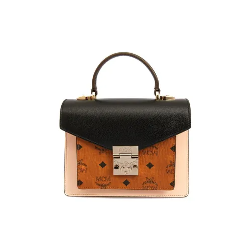 MCM Patricia Visetos Кожа Почтовая Сумка Сумка Маленькая Женская Черная Коричневая