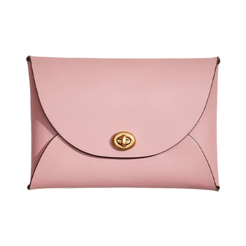 COACH Pouch Кожа Сумка для документов Клатч Маленький Женский Гвоздика Розовый