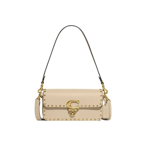 Coach Studio Перчаточная дубленая кожа Сумка Сумка через плечо Маленькая Женская Айвори Белый