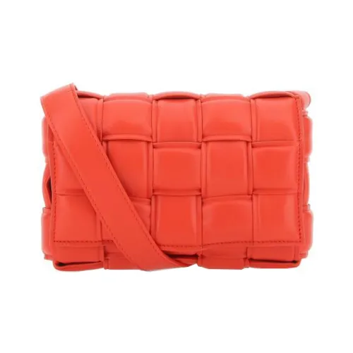 Bottega Veneta Padded Cassette Овечья шкура Сумка через плечо Маленькая Женская Апельсин