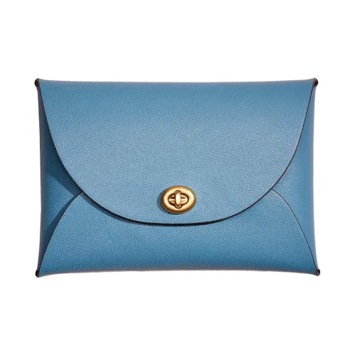 COACH Pouch Кожа Сумка для документов Клатч Маленький Женский Морской синий