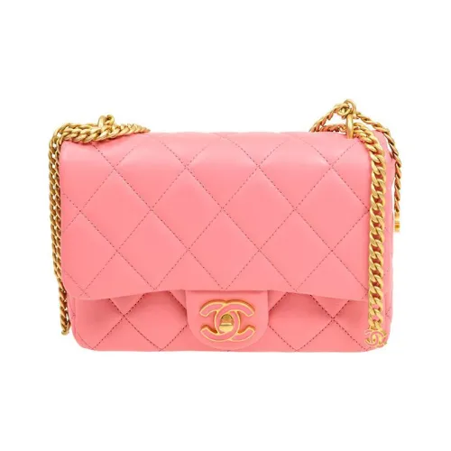 CHANEL Classic Flap CF Lambskin Crossbody Bag Shoulder Bag Mini Women's Coral Pink CHANEL Classic Flap CF Сумка через плечо из овечьей кожи мини-сумка женская кораллово-розовая