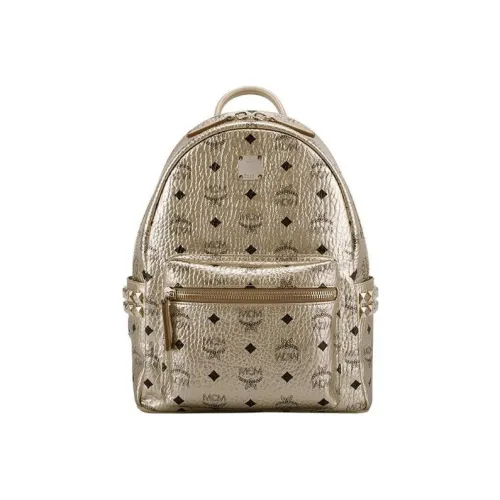 MCM Stark Visetos Искусственная кожа Рюкзак Стандартный Унисекс Золотой