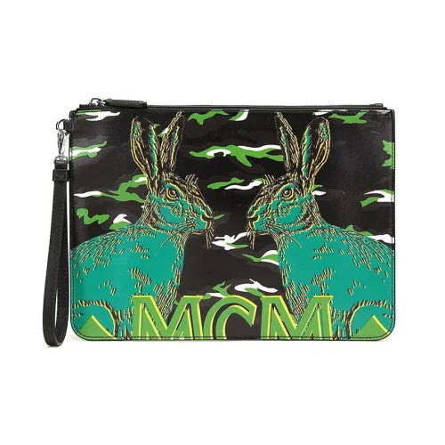 MCM Корова Кожа Сумка Клатч Стандартная Женская Черная Зеленая