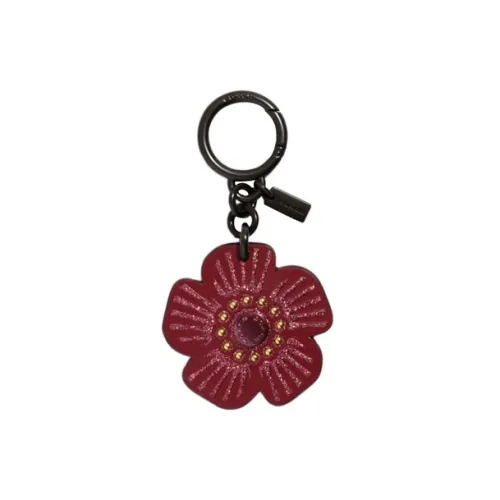 COACH Хромированное кольцо для ключей из дубленой кожи брелок для сумки аксессуар для сумки женский вишнево-красный