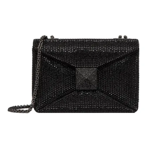 Valentino One Stud Стразы Вышивка Сумка через плечо Сумка на плечо Женская Черная