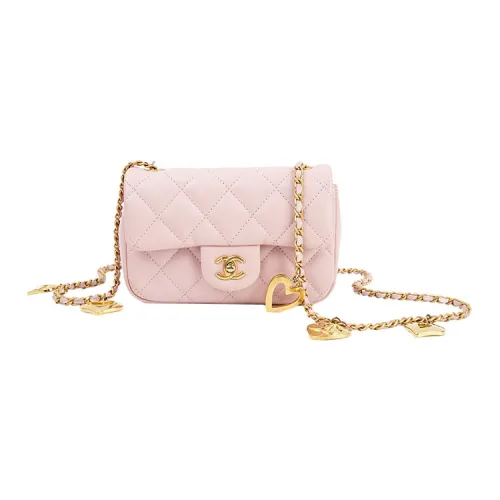 CHANEL Lambskin Flap Bag Crossbody Bag Shoulder Bag Mini Women's Light Pink Red
