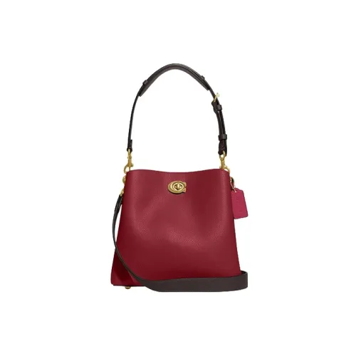 COACH Willow Stone Кожа Ведрообразная Сумка Сумка через плечо Средняя Женская Вишнево-красная