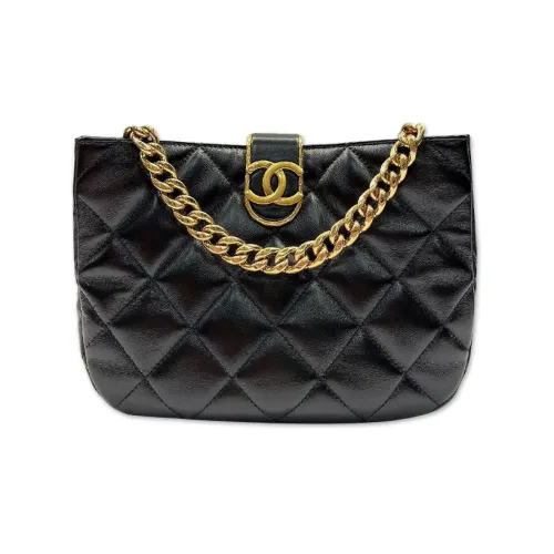 CHANEL 22K Осенний и Зимний Овчина Хиппи Сумка Сумка-ведро Сумка через плечо Женская Черная