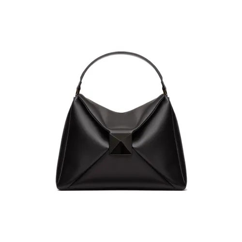 Valentino One Stud Lambskin Хобо Сумка Сумка на одно плечо Большая Женская Черная