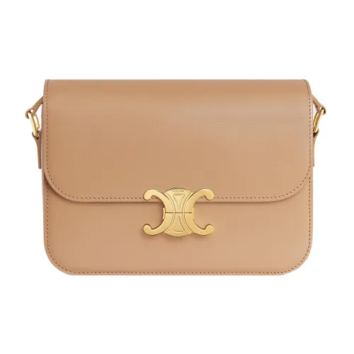 CELINE Triomphe Яркий Телячья кожа Сумка на плечо Портативная Сумка через плечо Женская Коричневая