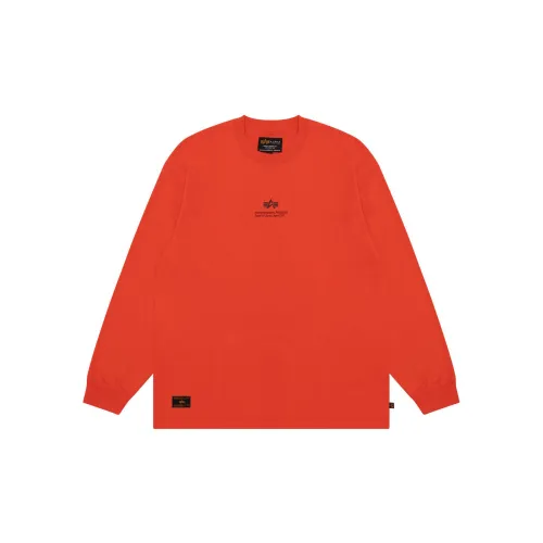 Alpha Industries Прямой крой Длинный рукав Т-рубашка Унисекс Оранжевый