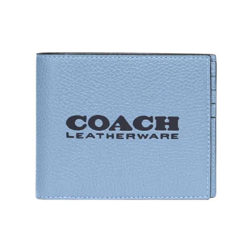 COACH 3 IN 1 Wallet Полированная текстура гальки коровья кожа держатель для карт кошелек женский синий