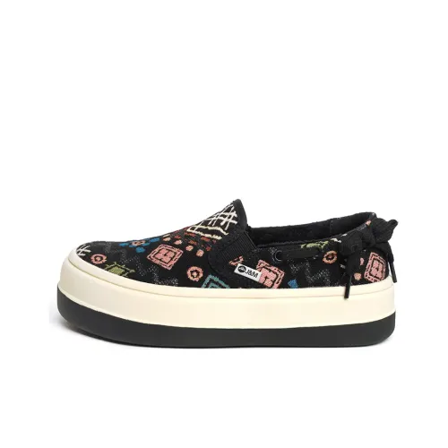 Joy&Mario Low-Top Canvas Shoes Black Fleece-Lined Women's
