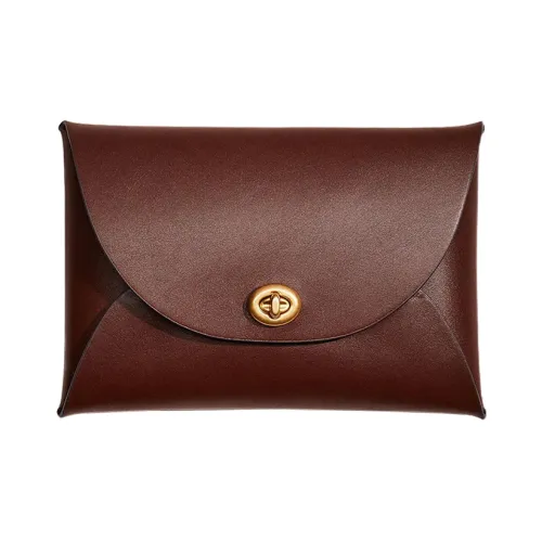 COACH Pouch Кожа Сумка для документов Клатч Маленький Женский Mahogany Brown