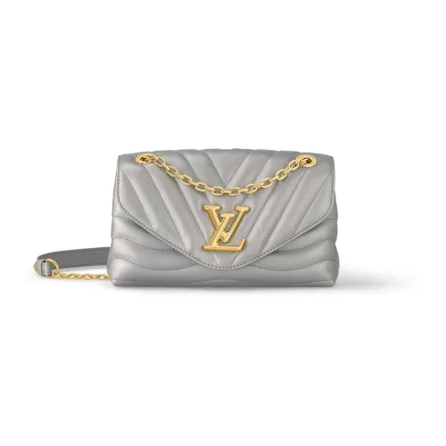 LOUIS VUITTON New Wave Корова Кожа Плечо Сумка Женская Металлический Серый