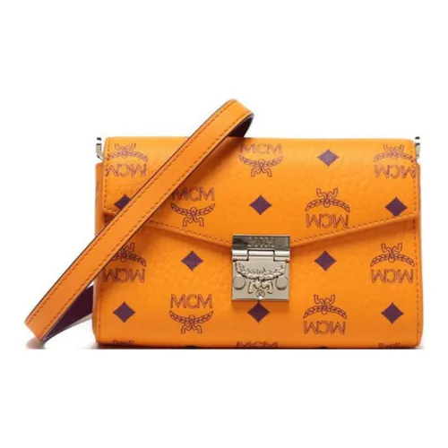MCM Millie Visetos Кожа Конверт Сумка Сумка с цепочкой Сумка через плечо Сумка на плечо Женская Ярко-оранжевая