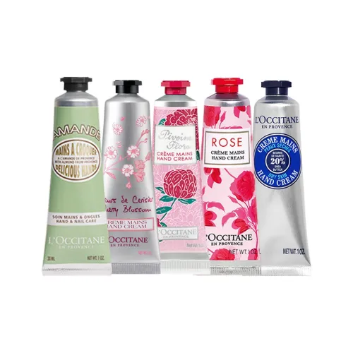 L'OCCITANE Вишневый цветок 30 мл + Пион 30 мл + Розовый 30 мл + Сладкий миндаль 30 мл + Shea Butter 30 мл Набор увлажняющих кремов для рук