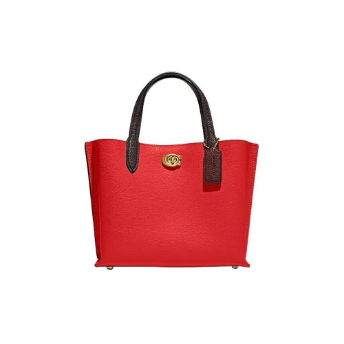 COACH Willow Спилок Коровьей Кожи Тоут Сумка Сумка для покупок Сумка через плечо Сумка среднего размера Женская Красная