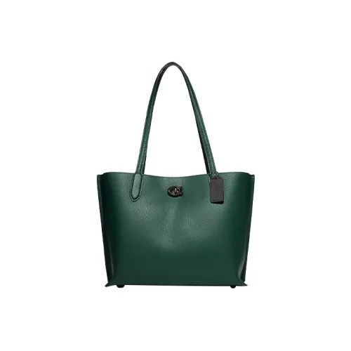 COACH Willow Полированная кожа с эффектом галечного покрытия сумка-тоут сумка для покупок сумка через плечо большая женская лесной зеленый