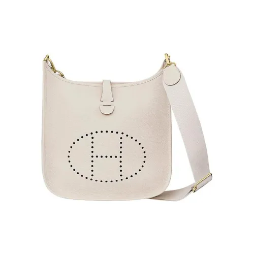 HERMES Evelyne Clemence Bullock Кожа Сумка через плечо Женские 10 Craie Milkshake Белый