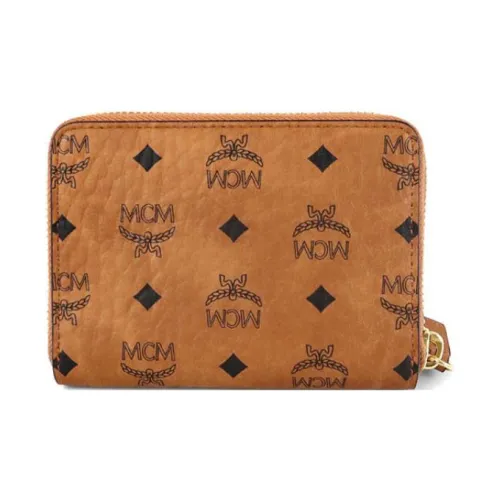 MCM Кожа Панелированная Холст Кошелек Унисекс Коньяк