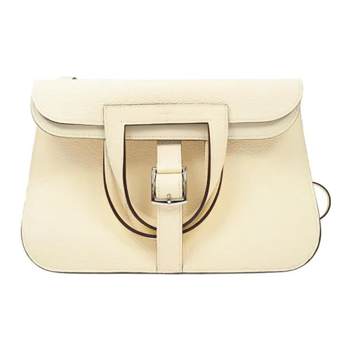 HERMES Halzan TC Bullock Кожа Сумка Сумка через плечо Сумка через плечо Женская I2 Nata Кремово-белый