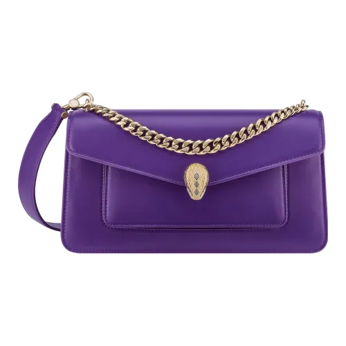 BVLGARI SERPENTI East West Телячья кожа Сумка через плечо Сумка на плечо Женская Фиолетовая