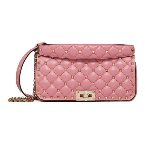Valentino ROCKSTUD SPIKE Телячья кожа Сумка через плечо Сумка на плечо Женская Конфетно-розовая