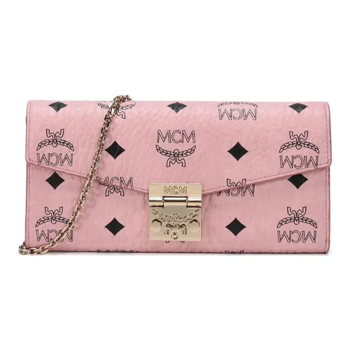 MCM Patricia Visetos Chain Сумка-конверт Сумка через плечо Мини Женская Нюдово-розовая